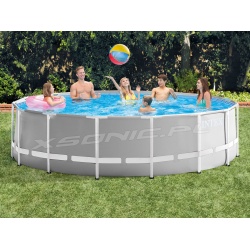 Basen ogrodowy 457 x 122 cm 21w1 okrągły stelażowy INTEX 26726 szary