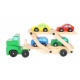 Drewaniane samochodziki laweta tir ciężarówka samochód drewniany + 4 auta