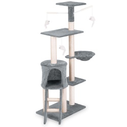 Domek legowisko drapak dla kota wysokość 140 cm platformy wiszące maskotki domek myszka do zabawy