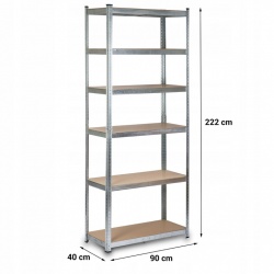 Metalowy regał magazynowy 222 x 90 x 40 cm obciążenie do 900 kg 6 półek