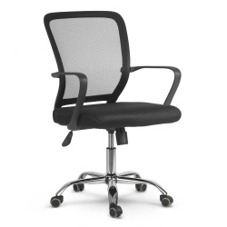 Fotel biurowy obrotowy krzesło oddychające z mikrosiatki czarny szary