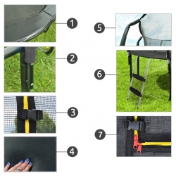 Trampolina ogrodowa 252 cm z siatką wewnętrzną i drabinką HQ 8ft