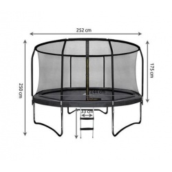 Trampolina ogrodowa 252 cm z siatką wewnętrzną i drabinką HQ 8ft