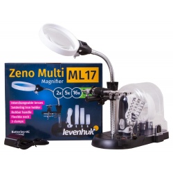 Czarna lupa Levenhuk Zeno Multi ML17 oświetlenie LED zaciski pomocnicze uchwyt do lutownicy