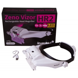 Lupa nagłowna Levenhuk Zeno Vizor HR2 z akumulatorem rozmiar soczewki 100x43/30 mm oświetlenie LED