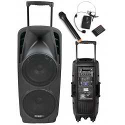 Kolumna mobilna z mikrofonami Ibiza Sound PORT225VHF-BT na kółkach