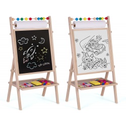 Obrotowa tablica magnetyczna kredowa do rysowania 4w1 Ricokids papier pisak gąbka kreda