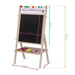 Obrotowa tablica magnetyczna kredowa do rysowania 4w1 Ricokids papier pisak gąbka kreda