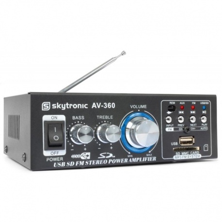 Wzmacniacz stereo 2x 40 Watt SkyTronic AV360 z radio FM USB SD odtwarzacz MP3