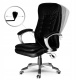 Komfortowy skórzany fotel biurowy mechanizm TILT ergonomiczny kształt podwójna poduszka