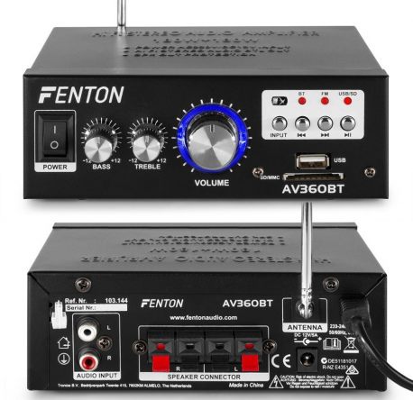 Wzmacniacz stereo 2x 40 Watt Fenton AV360BT z radiem FM USB SD odtwarzacz MP3