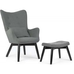 Uszak fotel wypoczynkowy z podnóżkiem w komplecie styl skandynawski