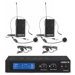 Zestaw mikrofonów nagłownych VHF Vonyx WM522B 2 x mikrofon