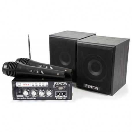 Zestaw Karaoke Fenton AV380BT mikser wzmacniacz głośniki i dwa mikrofony
