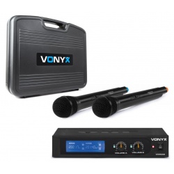 Zestaw mikrofonowy Vonyx mikrofony bezprzewodowe VHF doręczny x2