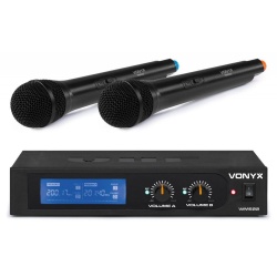 Zestaw mikrofonowy Vonyx mikrofony bezprzewodowe VHF doręczny x2