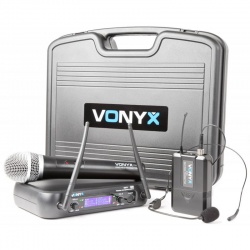 Mikrofon bezprzewodowy nagłowny i doręczny zestaw mikrofonowy Vonyx WM73C