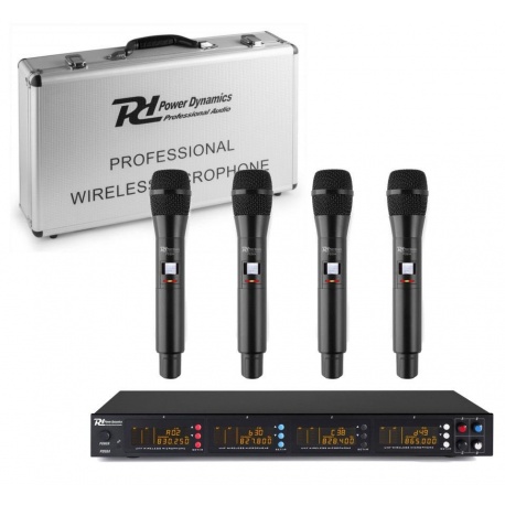 Zestaw mikrofonów bezprzewodowych 4 mikrofony doręczne Power Dynamics PD504H