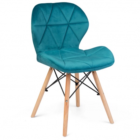 Krzesło skandynawskie tapicerowane pokryte welurem oparcie drewniane nogi bukowe