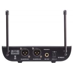 Dwa mikrofony nagłowne i krawatowe zestaw bezprzewodowy bodypack UHF Vonyx WM82