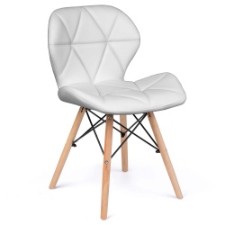 Krzesło skandynawskie tapicerowane skóra oparcie drewniane nogi bukowe