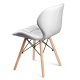 Krzesło skandynawskie tapicerowane pokryte sztuczną skórą miękkie oparcie drewniane nogi bukowe