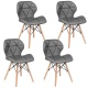 Krzesło skandynawskie tapicerowane pokryte sztuczną skórą miękkie oparcie drewniane nogi bukowe