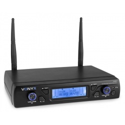 Mikrofon nagłowny i krawatowy bezprzewodowy 2x bodypack UHF Vonyx WM62B