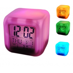 Świecący zegar kameleon posiwetlany kolorowo elektroniczny budzik termometr