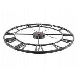 Duży zegar ścienny Retro na baterie Loft rzymski 3D Vintage czarny 47,5 cm
