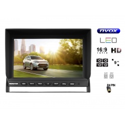 Monitor samochodowy wolnostojący LCD 9 cali HD obsługa 4 kamer cofania parkowania 4pin zasilanie 12V 24V