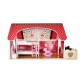 Drewniany domek dla lalek z oświetleniem LED zabawki taras willa mebelki