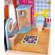 Drewniany domek dla lalek z oświetleniem LED basenem zabawki taras mebelki