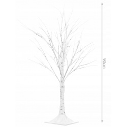 Białe drzewko ozdobne świecące brzoza lampki LED świąteczne 90cm