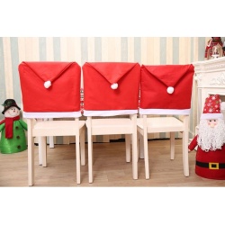Świąteczny pokrowiec na krzesło czapka Mikołaja 6 sztuk obrus 172x130 cm