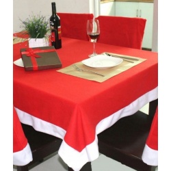 Świąteczny pokrowiec na krzesło czapka Mikołaja 6 sztuk obrus 172x130 cm