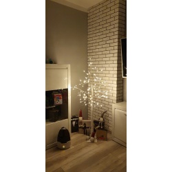 Białe drzewko ozdobne świecące brzoza lampki LED świąteczne 180cm