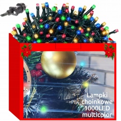 Lampki choinkowe 1000 LED 31V dekoracyjne na choinkę IP44 zewnętrzne 8 programów