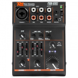 Mikser 2-kanałowy USB Power Dynamics PDM-D301 złącza liniowe korektor dźwięku 