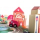 Drewniane klocki Miasto dla dzieci auta 115 klocków mata Puzzle ulice budynki