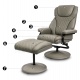 Fotel wypoczynkowy biurowy z ekoskóry z podnóżkiem grube oparcie szary