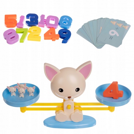 Gra edukacyjna dla dzieci rodzinna kotek i waga matematyczna karty do gry