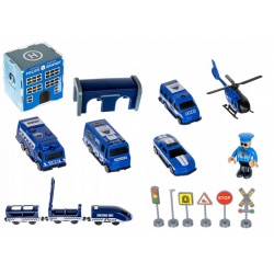 Tor samochodowy policja duży kolejka elektryczna pociąg helikopter
