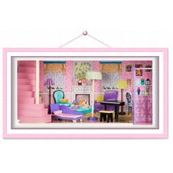 Drewniany domek dla lalek duży piętrowy meble taras winda 107 x 87 x 34 cm