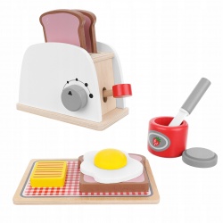 Drewniany toster dla dzieci zestaw akcesoria do robienia śniadań zabawka