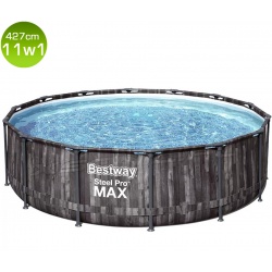 Basen ogrodowy Bestway 5614Z okrągły stelażowy 427 x 107 cm 11w1 grafit