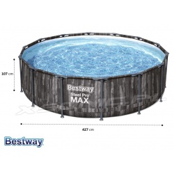 Basen ogrodowy Bestway 5614Z okrągły stelażowy 427 x 107 cm 11w1 grafit