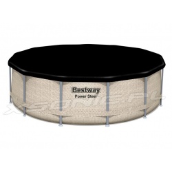 Basen ogrodowy z daszkiem stelażowy 396 x 107 cm Bestway 5614V beżowy rattan