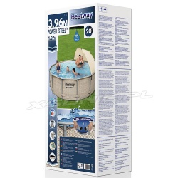 Basen ogrodowy z daszkiem stelażowy 396 x 107 cm Bestway 5614V beżowy rattan
