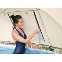 Basen ogrodowy z daszkiem stelażowy 396 x 107 cm Bestway 5614V beżowy rattan